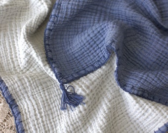 Organic GOTS Certified Muslin Throw Blanket, Soft Cotton Gauze Blanket, Muslin Swaddle, Cotton quilt