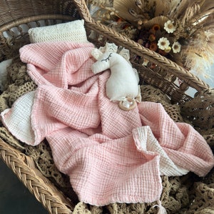 4 Layer Organic Muslin Baby Blanket, Soft Cotton Baby Swaddle, Newborn Gift for Girl or Boy, Muslin Baby Quilt image 3