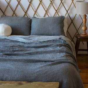 Soft Organic Cotton Gauze Blanket, Muslin King Queen Bedspread, Muslin Throw Blanket image 1