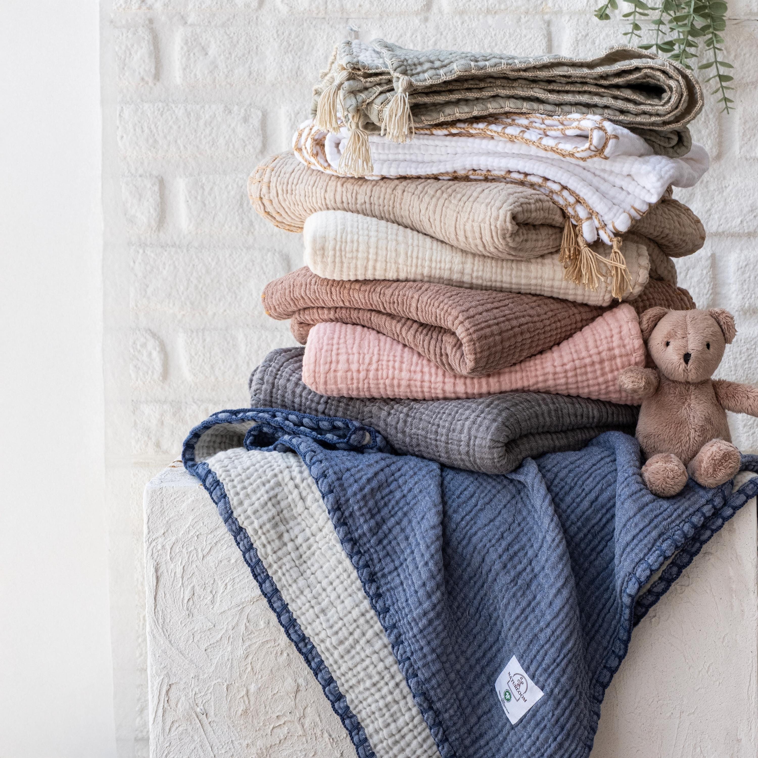GOTS Certified Muslin Baby Blanket, Organic Cotton Baby Quilt, 4 Layer Muslin Swaddle, Newborn Gift, Baby Shower Gift, Baby Girl Blanket