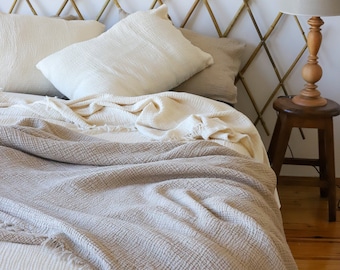 Adult Muslin Blanket, 100% Soft 4 Layer Gauze Blanket, Organic Muslin Throw Blanket, Cotton Quilt, Muslin Bedspread