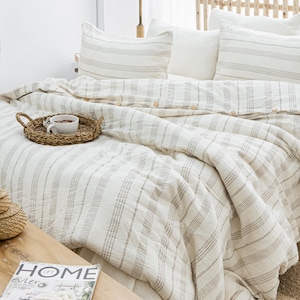 GOTS Certified Muslin Duvet Cover, Luxury Gauze Bed Linen Set, Organic Muslin Comforter Cover, King Size Bedding Set, Cotton Quilt Cover