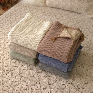 4 Layer Organic Muslin Baby Blanket, Soft Cotton Baby Swaddle, Newborn Gift for Girl or Boy, Muslin Baby Quilt image 8