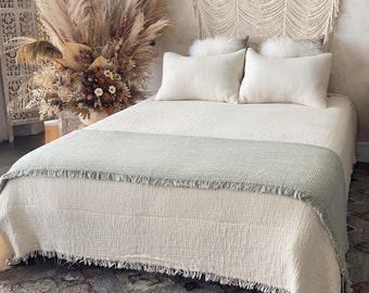 Soft Organic Cotton Gauze Blanket, Muslin Throw Blanket, Muslin Bedspread, King Size Blanket