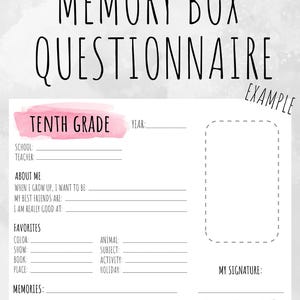 School Years Memory Box Pages | Child Keepsake | Baby Shower Gift | Gifts for Mom | Pink School Years Questionnaire Sheets with Divider Tabs