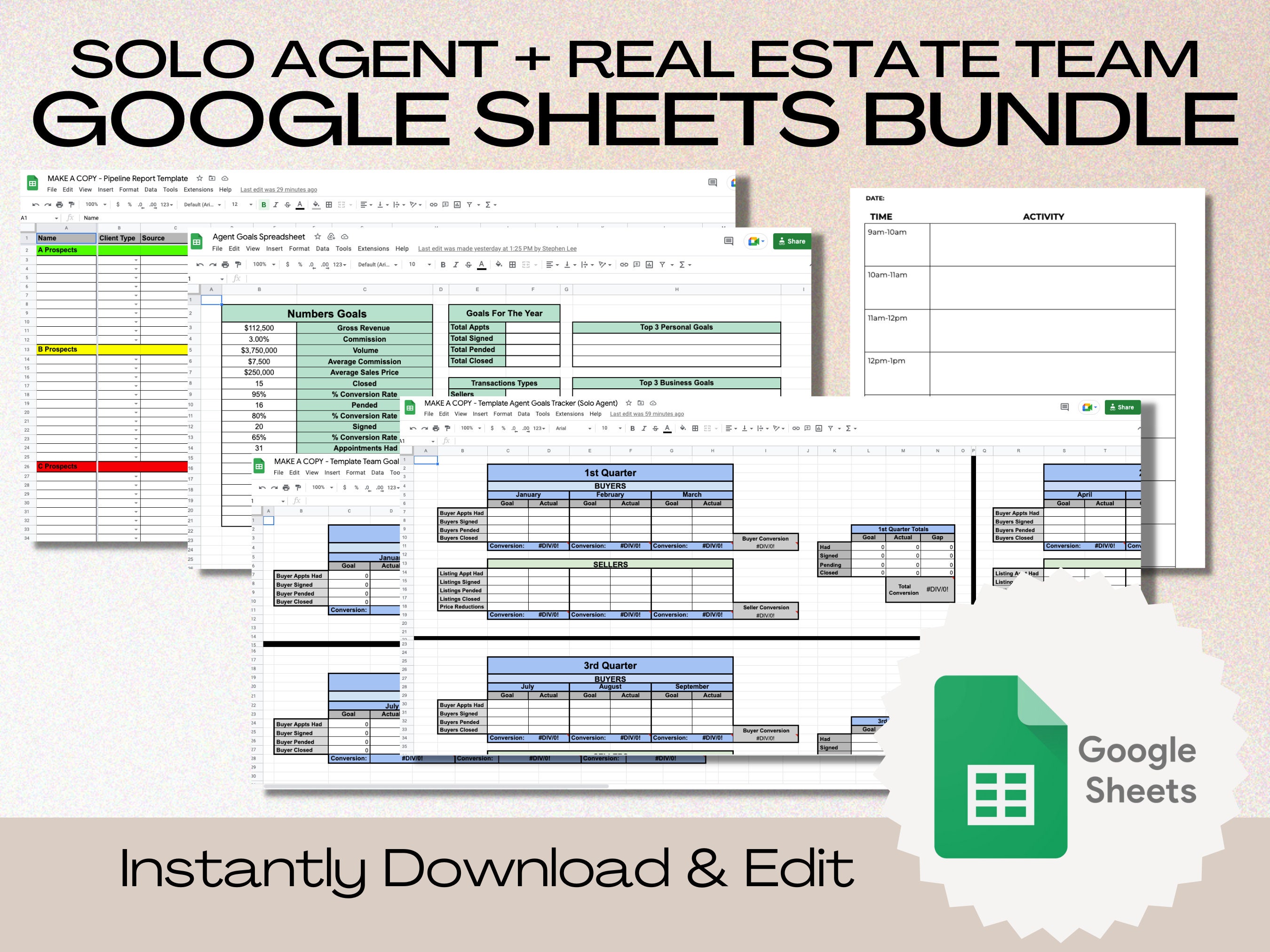 Real Estate Agent Goals Templates | Real Estate Business CRM Pipeline ...