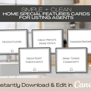 Real Estate Business Home Special Features Cards Template | Edit in Canva | Listing Agent Resources | Real Estate Agent | Home Details Cards