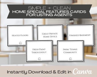 Grundbesitz Geschäft Haus Besonderheiten Karten Vorlage | In Canva | bearbeiten Listing Makler Ressourcen | Makler | Home Details Karten