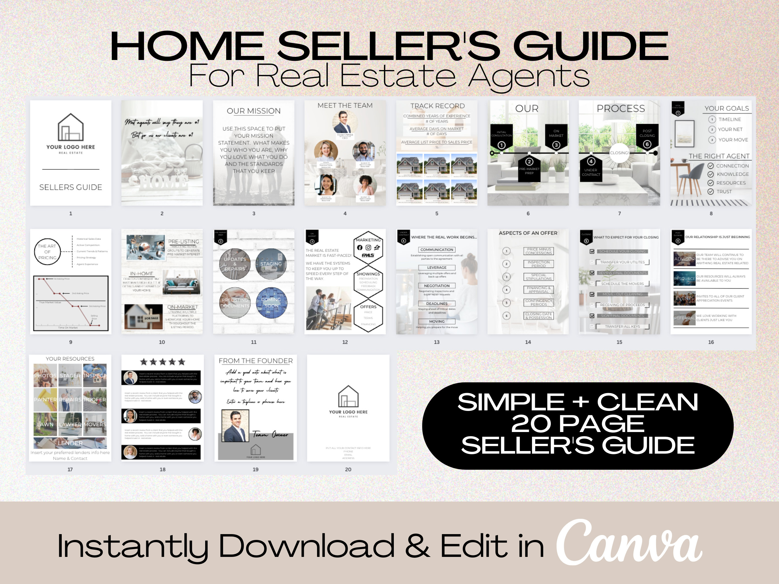 Seller Setting Page Example Real Estate Business Home Seller Guide Template | Edit in Canva | 20 ...
