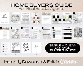 Real Estate Business Home Buyer Guide Template | In Canva bearbeiten | 20 Seiten Home Buyer Guide | Makler | Einfach und Sauber