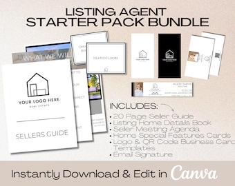 Makler Starter Paket Bundle | In Canva bearbeiten | Listing Agent Branding | Real Estate Business Templates | Sauber und Einfach