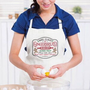 Mrs. Claus Backschürze, Lebkuchenschürze, Weihnachtsschürze, Weihnachtsschürze, Weihnachtsschürze, Geschenk