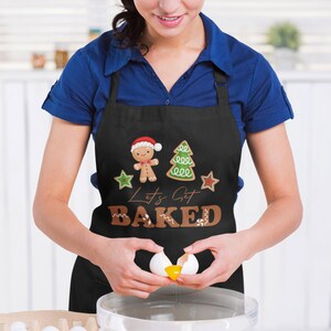 Let&#39;s Get Baked Apron, Holiday Apron, Funny Apron, Apron Gift, Christmas Apron