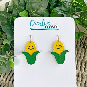 Fall Earrings | Faux Leather Earrings | Cute Corn Cobs | Fall Seasonal Jewelry | Lightweight Dangle Earrings