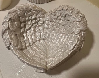 Angel Wings, Heart, Gypsum figurine, Home Decor, Valentine's Day Gift