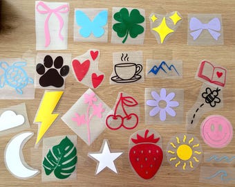 Custom Vinyl Symbol Decal | Waterproof Sticker for Water Bottles, Laptop, Kindle, Tumbler & Car | Bow, Butterfly, Cherry, Flower, Hearts