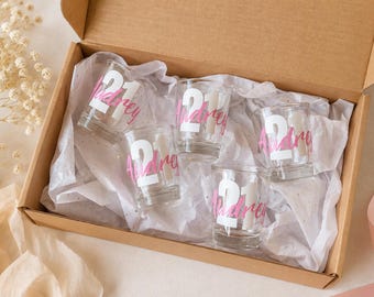 Personalized 21st Birthday Shot Glass, Custom Name 21 Shot Glass Party Favor, Finally 21 Birthday Gift, Twenty One Birthday Shot Glass