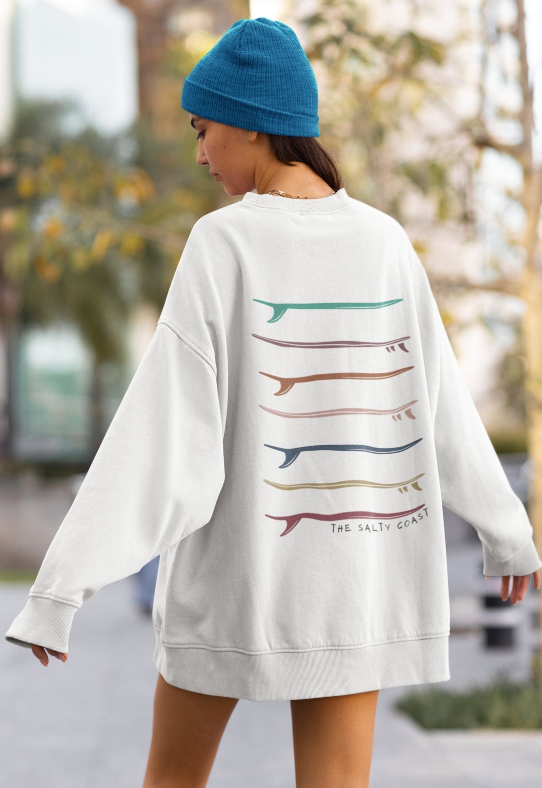 Surfboard Sweatshirt Beach Vibes Beach Sweatshirt Surf Etsy
