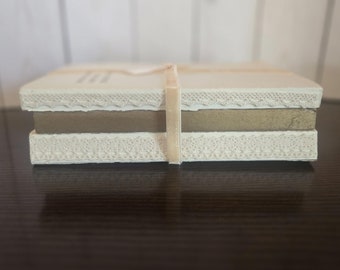 Cream and gold decorative book stack, books for home decor, decorative book set