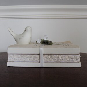 Cream Book Stack: Upcycled Cottagecore Farmhouse Display Books