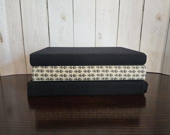 Set of black and cream decorative books, books for home decor