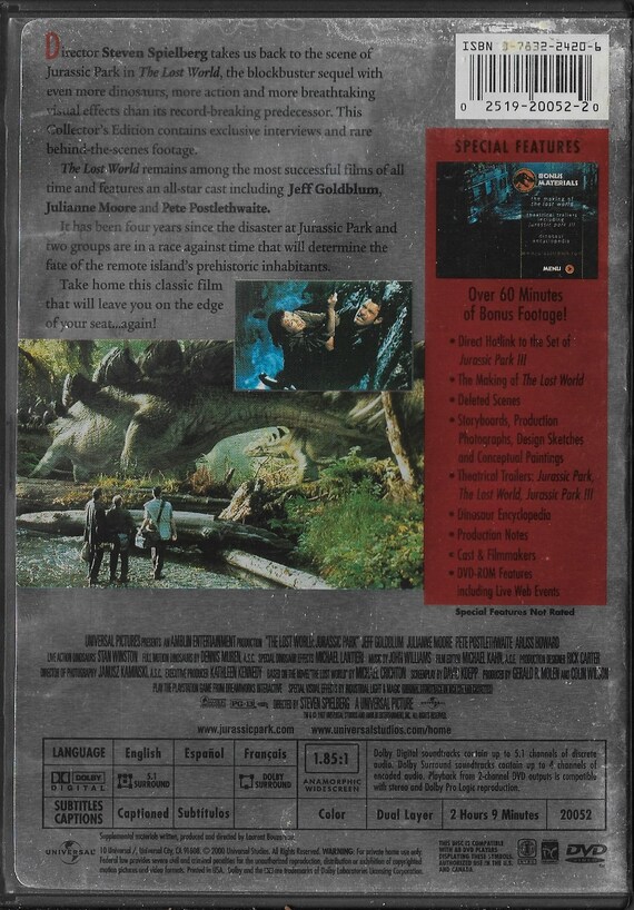 Jurassic Park 2 - the Lost World (DVD, 1997) Sci-fi, Jeff Goldblum