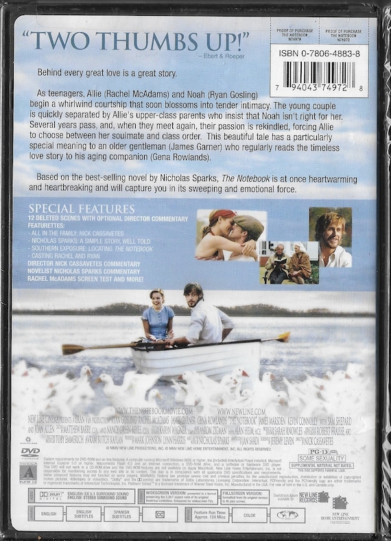 The Notebook (DVD, 2004) Romance, Drama, Ryan Gosling, Rachel
