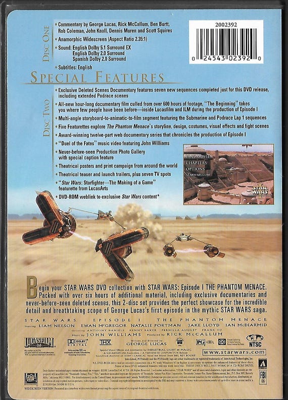 Star Wars: Episode I - the Phantom Menace (DVD, 1999) Liam Neeson