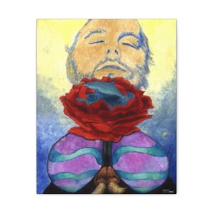 The Fly - 16x20 Leinwand, Holzrahmen, Surreale Wandkunst, Abstrakte Wanddekoration, Fliege, Rose, Delfin, Mann, Existenzielle Kunst