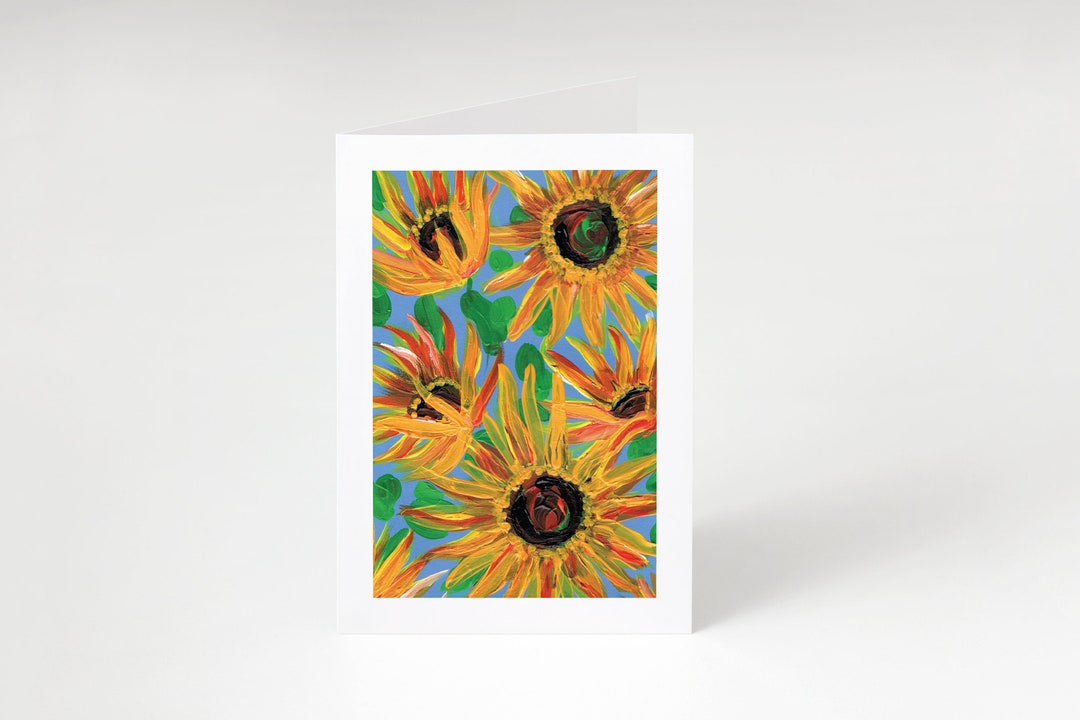 Blank Greeting Card - Print of Hand Painted Sunflowers - Etsy