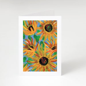 Blank Greeting Card - Print of Hand Painted Sunflowers