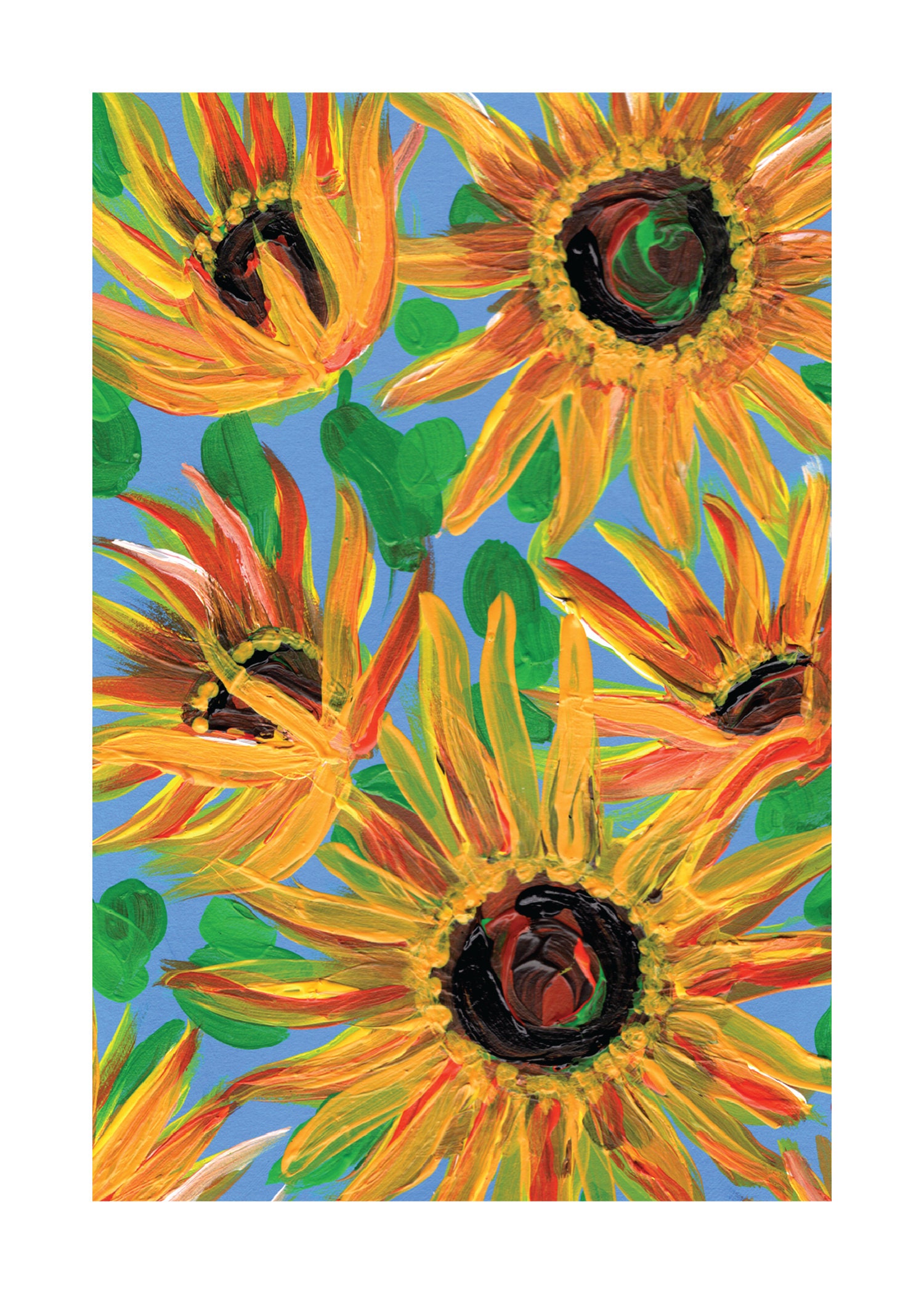 Blank Greeting Card - Print of Hand Painted Sunflowers - Etsy