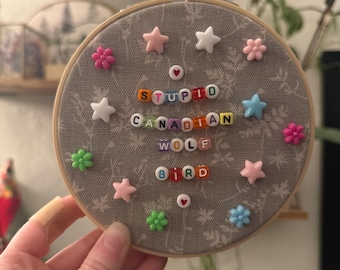 Stupid Canadian Wolf Bird Embroidery