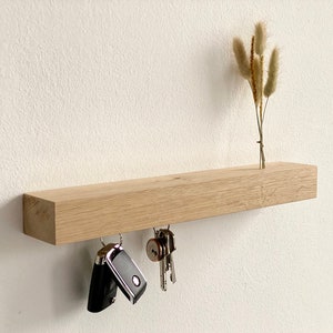 floating key rack magnetic wall shelf solid oak wood wall board storage