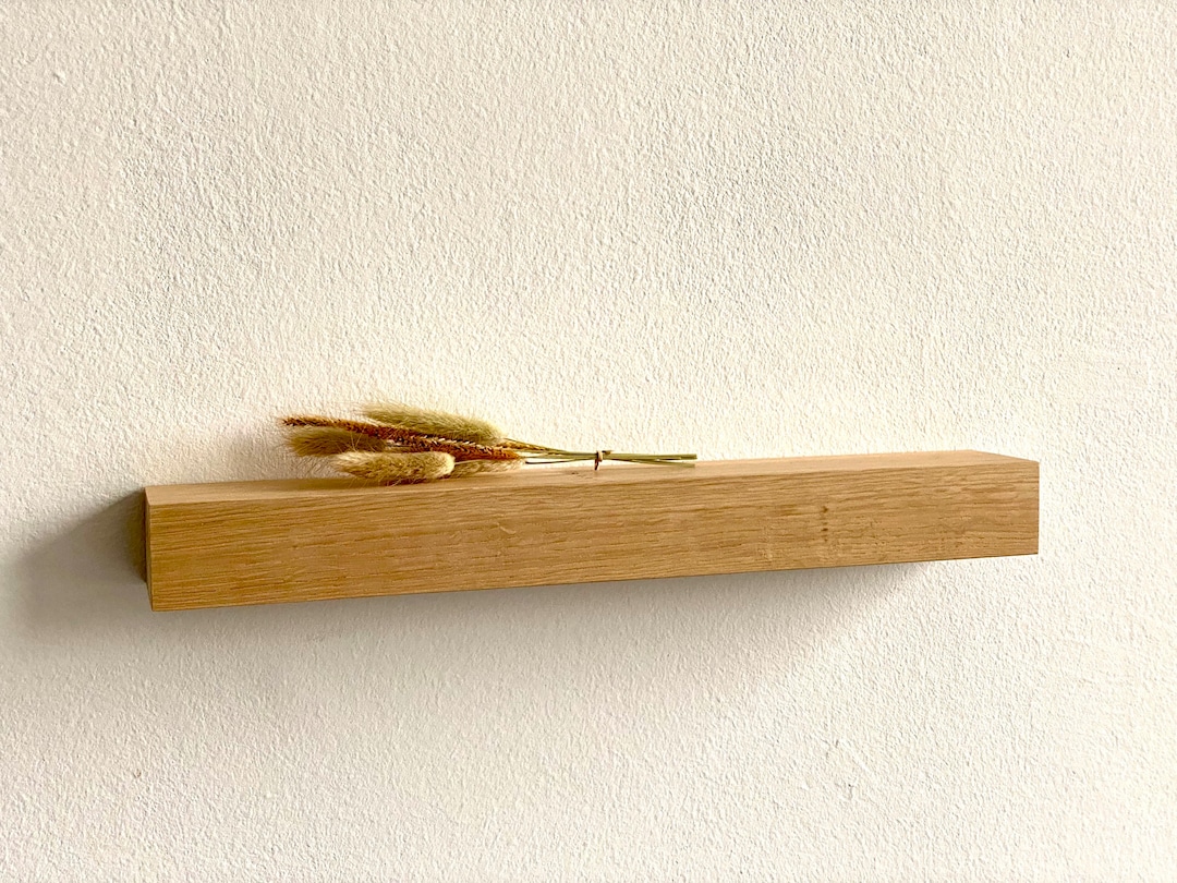 Floating Wall Shelf Solid Oak Wood Wall Shelf Picture Rail Shelf Etsy