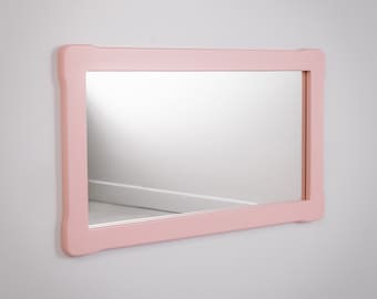 Big KIDS MIRROR, NURSERY Mirror, Montessori Decorative Pink Wooden Baby Floor Mirror For Kids Room Décor, Gift For Kids