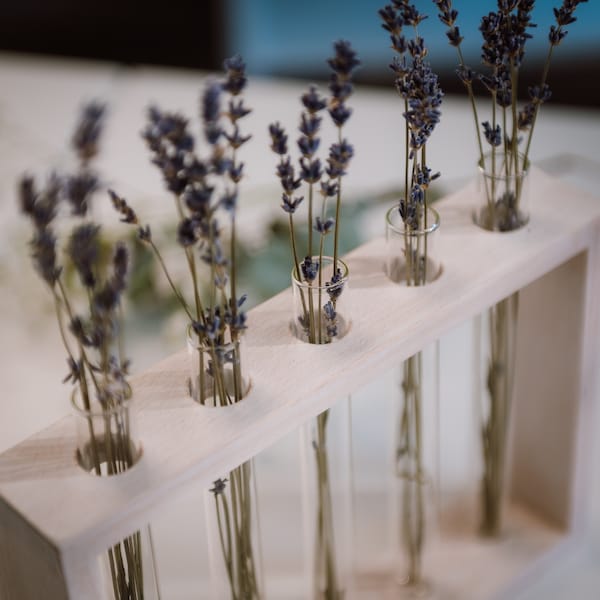 Test tube flower stand in white