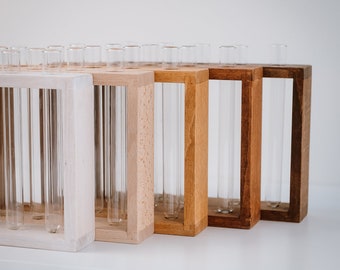 Test tube flower stand in natural beech wood color