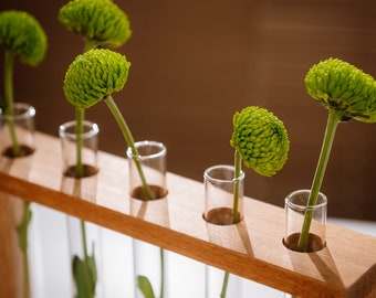 Reagenzglas Blumenständer in Teakholzfarbe