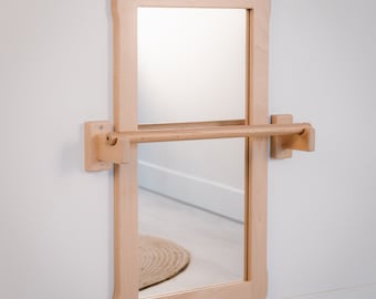 Montessori BIG Mirror with SHORT Pull up Wooden bar