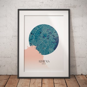 Athen Circle Map Minimalistisches Poster - Premium Matte Paper