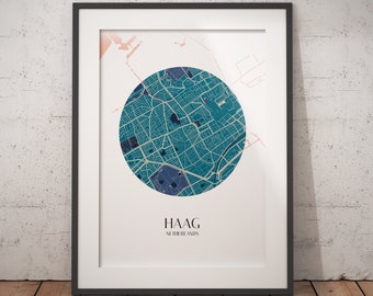 Póster minimalista del mapa del círculo Haag - Papel mate premium