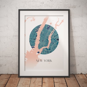 New York Circle Map Minimalistische poster - Premium mat papier