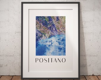 Positano Aerial Map Poster - Premium Matte Paper