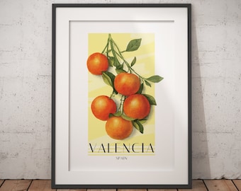 Orange Valencia Spanje Fruitposter - Premium mat papier