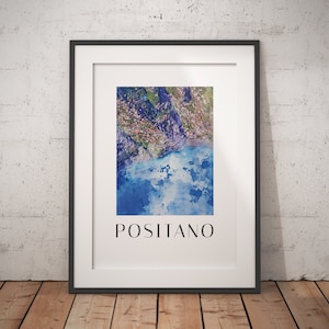 Poster con mappa aerea di Positano - Carta opaca premium