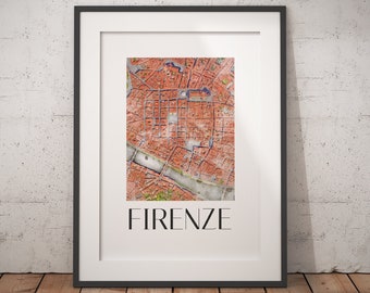Firenze Aerial Map Poster - Premium Matte Paper