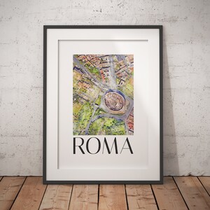Affiche de carte aérienne de Rome - Papier mat de qualité supérieure