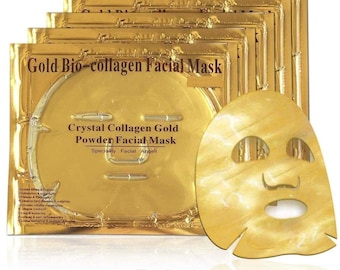 24K Gold Collagen Face Mask, Luxurious Hydrating Skin Treatment (5 Pairs)