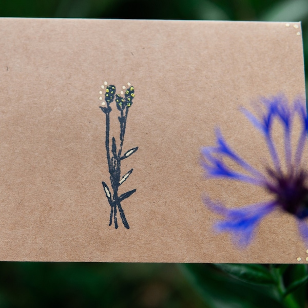 Lavender Flower Handmade Note Cards | Floral Blank Greeting Cards | Hand Stamped Lavender Card Pack | Set of 1, 5 or 10 | Eco Friendly Gift